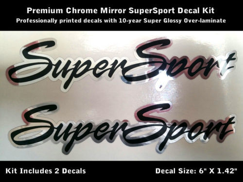 SuperSport Camaro SS Sticker Decal Kit Chrome Black 6 Inch Hood Scoop 0078

