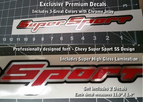 Super Sport Stickers Decals PAIR Rally Sport Chevy Camaro Chevrolet SS 3-colors WOW 0012
