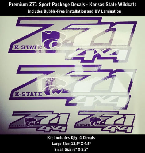  Z71 Sticker Decal Kit Kansas State Wildcats Premium Quality Bubble-Free 0181