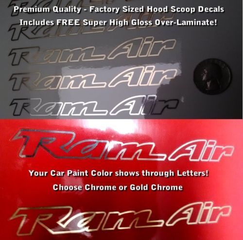 Trans Am Ram Air Hood Scoop Stickers Decals SET X2 OUTLINE ONLY CHROME OR GOLD
