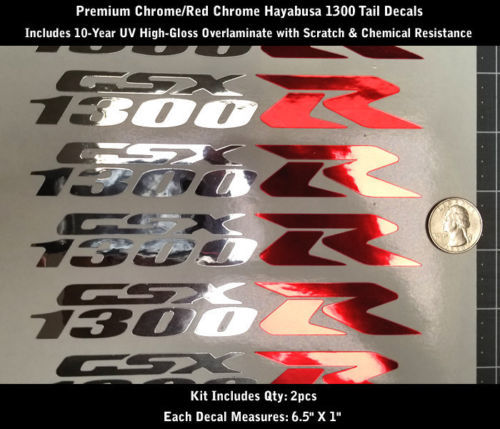 1300 R Sticker Decal Kit 2pcs Hayabusa GSXR Chrome & Red Chrome Premium 0168