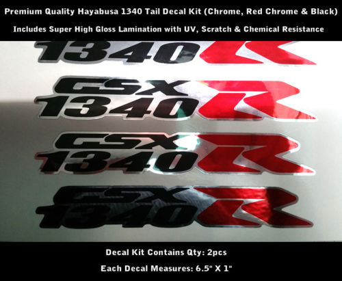 1340 R Sticker Decal Hayabusa Kit 2pcs GSXR Chrome Black Red Chrome 6.5