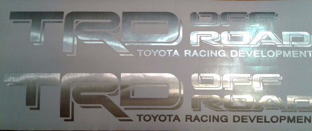 TOYOTA TRD 4X4 Off Road, brushed chrome decal Sticker tundra tacoma (set)