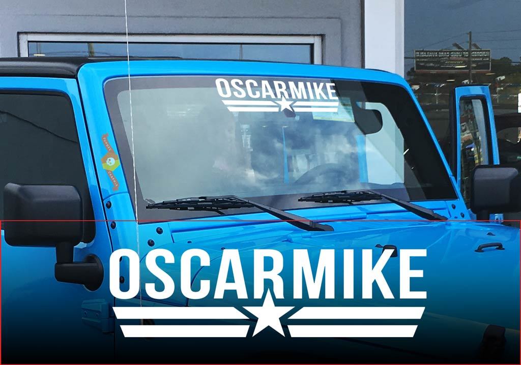 OM Oscar Mike JEEP Windshield decal sticker any colors JK TJ YJ all models