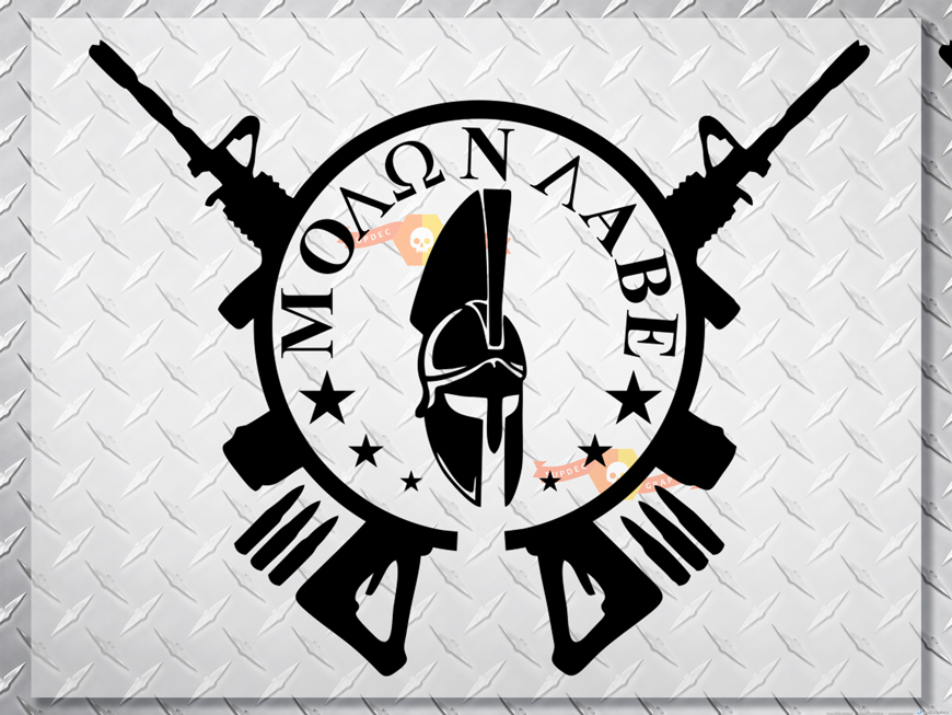 Spartan Helmet or PUNISHER MOLON LABE gun cross hood side vinyl decal sticker wrangler jeep