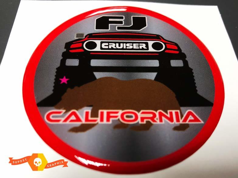 TRD Toyota FJ Cruiser California Domed Badge Emblem Resin Decal Sticker 