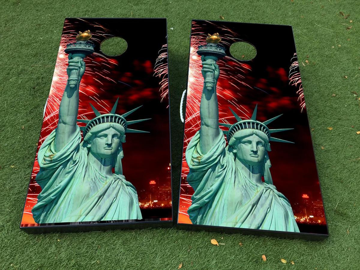 Statue of Liberty Cornhole Board Game Sticker Decal VINYL WRAPS with LAMINATED