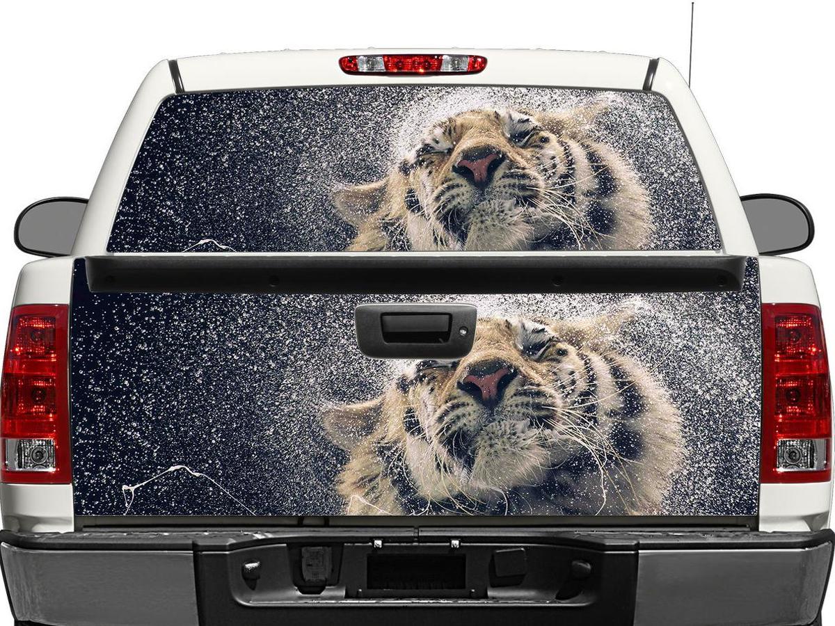 Tiger နှင့် water အနောက် Rear Window သို့ tailgate Decal Sticker Pick-up Truck SUV Car
