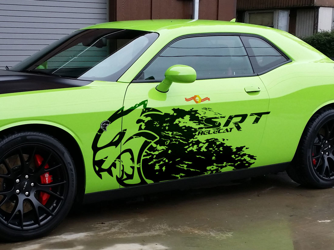Dodge Challenger Charger SRT Hellcat Splash Grunge Hell Cat Vinyl Decal Graphic huge decal sticker