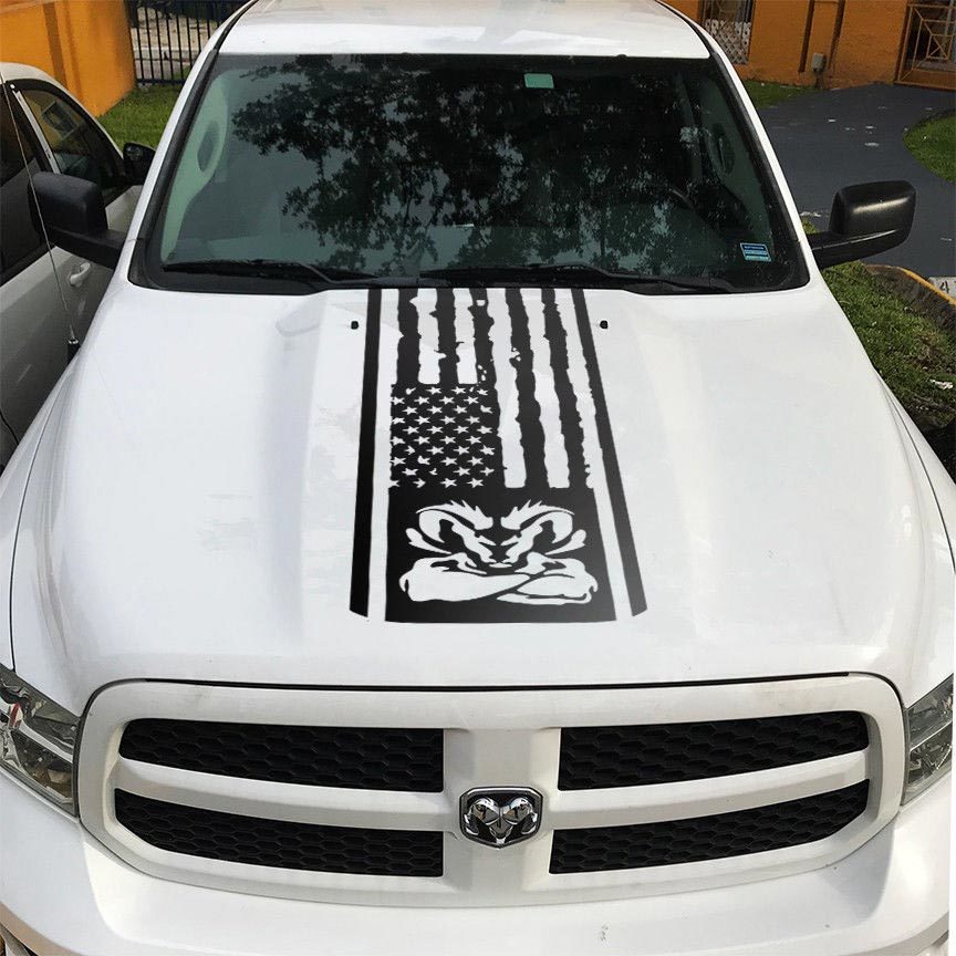 Dodge Ram Hemi 1500 2500 3500 Rebel Mopar Hood Sticker Decal Vinyl Stripes Graphic hh