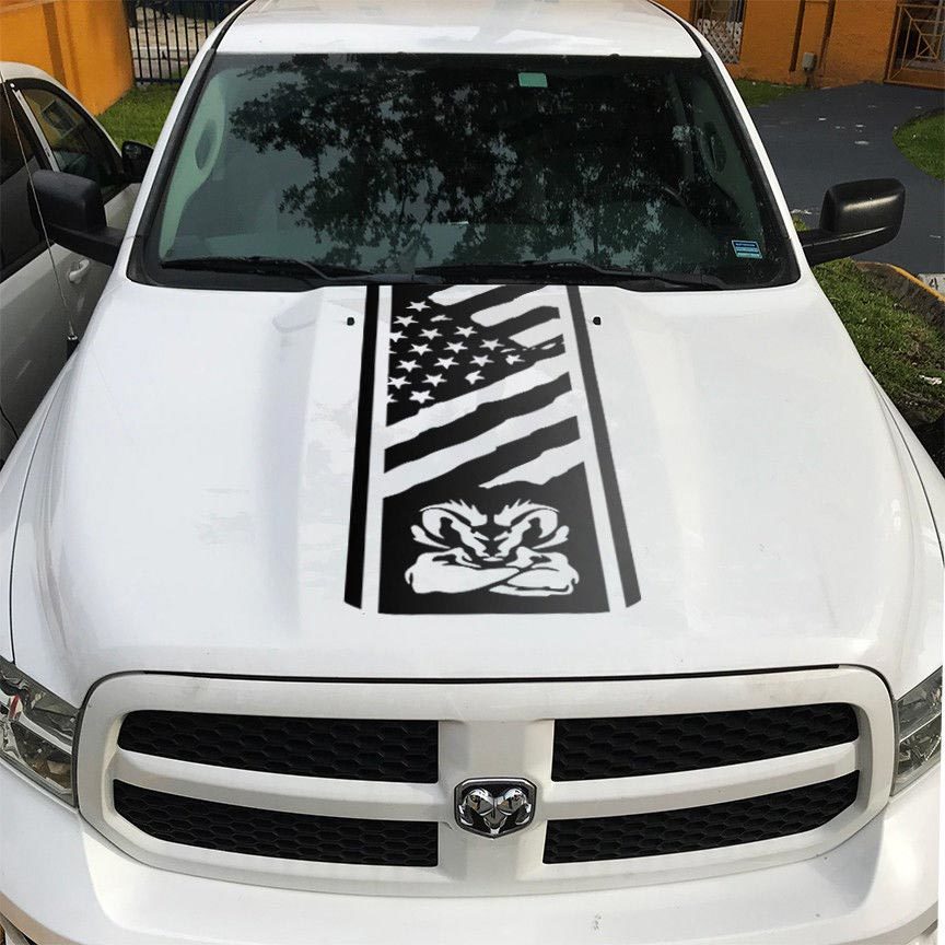 Dodge Ram Hemi 1500 2500 3500 Rebel Mopar Hood Sticker Decal Vinyl Stripes Graphic gg