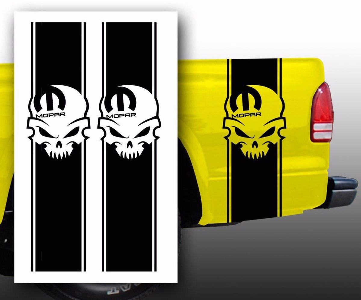 Mopar Skull Dodge Pickup Truck Bed Stripes decal stickers / Choose Color