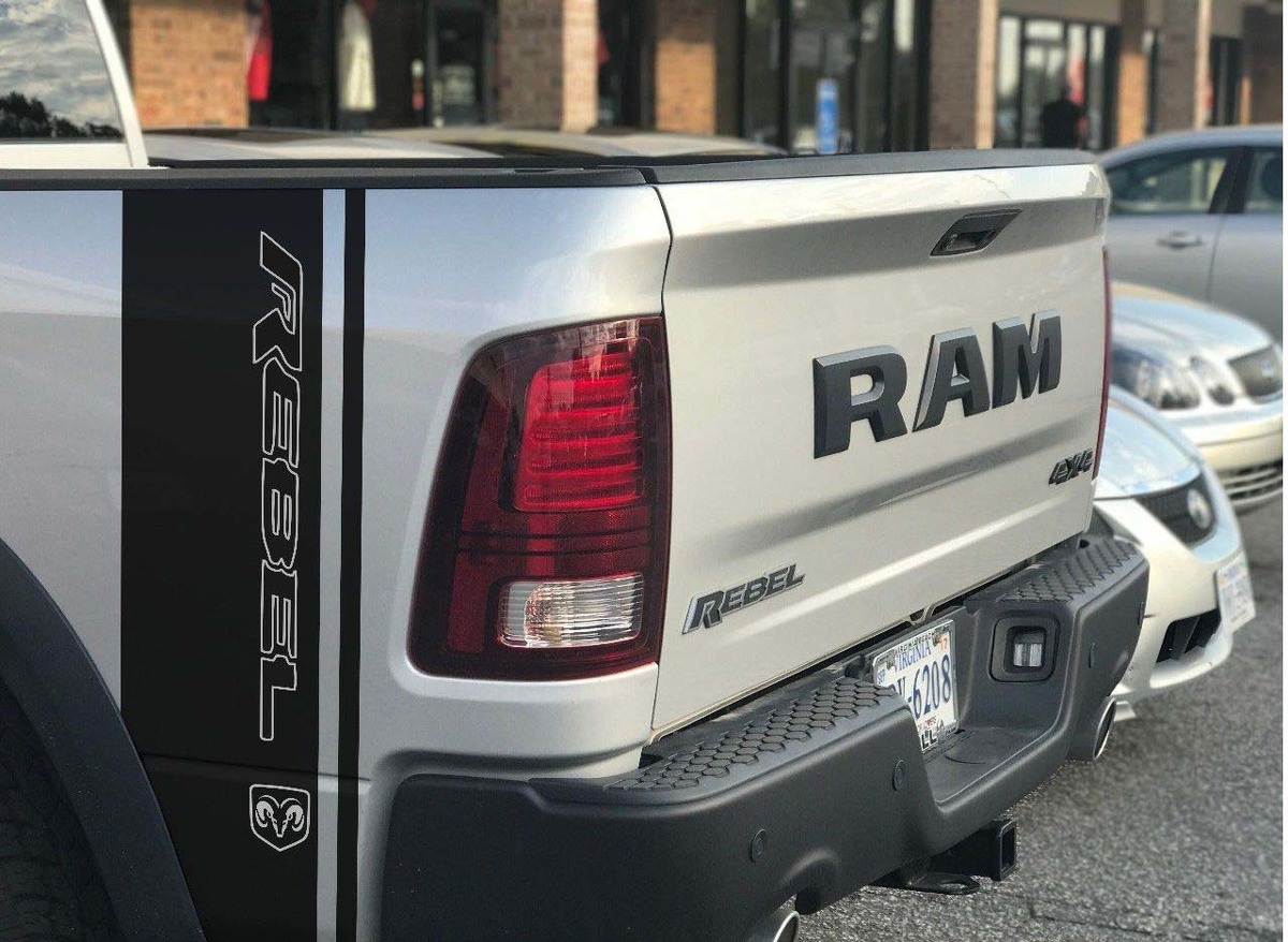 2 Dodge Ram Rebel 1500 5.7L decals TRX side stripes vinyl stickers Hemi Graphics 2023