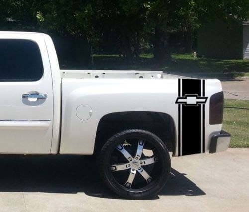 Custom Truck Chevrolet Bow Tie Bed Stripe Sticker Decal Set of (2) for Chevy Pickup 2024