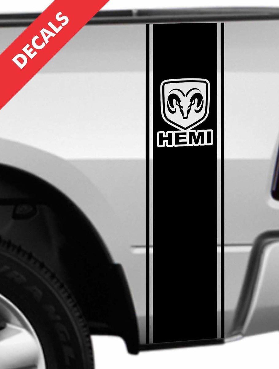 Dodge Ram 1500 2500 3500 Rear Bed Truck Stickers Decals Stripes RAM HEMI LOGO Kit now