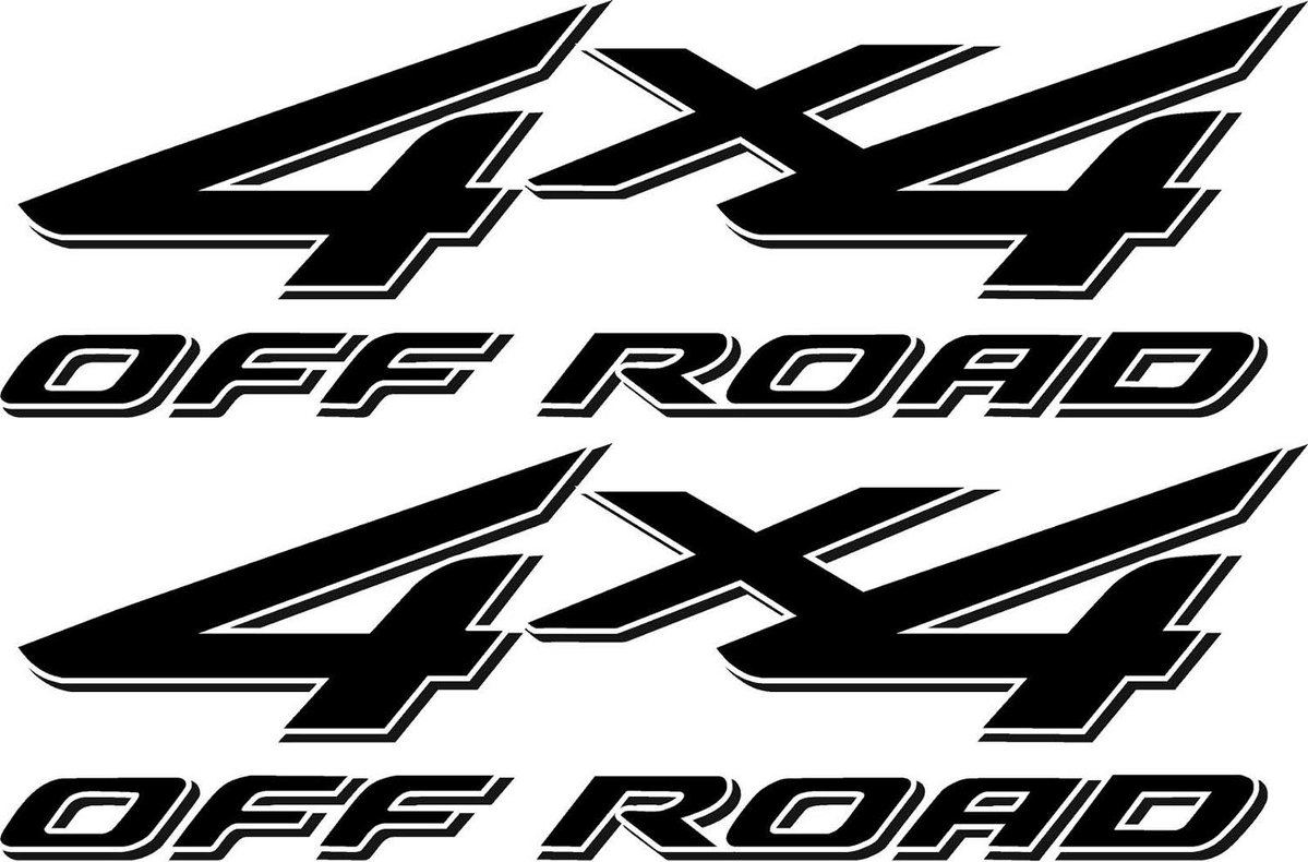 4x4 Truck Bed Stickers Decals, GLOSS BLACK (Set) for Ford Super Duty F-250, F-150 etc.