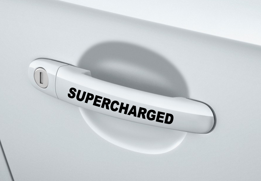 SUPERCHARGED - Door Handle Decal Kit - Racing Sport Car Emblem sticker - Black