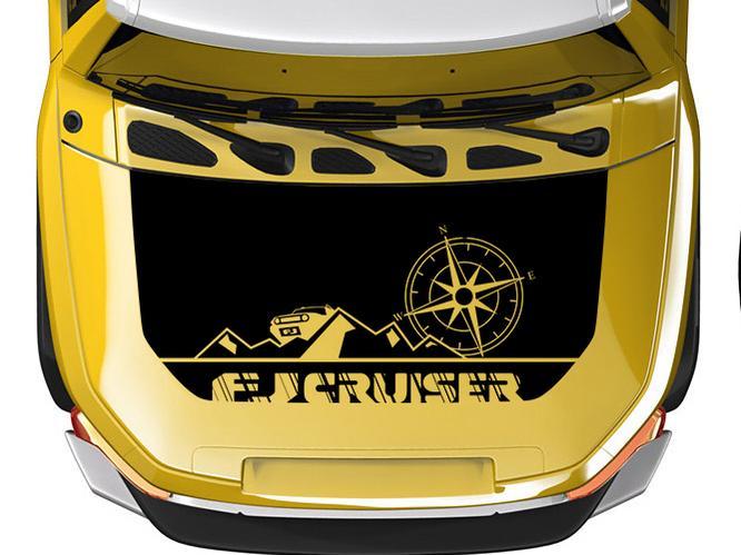 Hood blackout wrap Mountains and Compass for Toyota FJ Cruiser Sticker Decal any colors