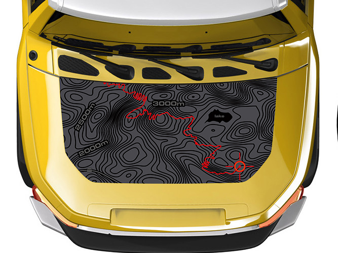 Hood blackout TOPO Topographic Map wrap for Toyota FJ Cruiser Sticker Decal