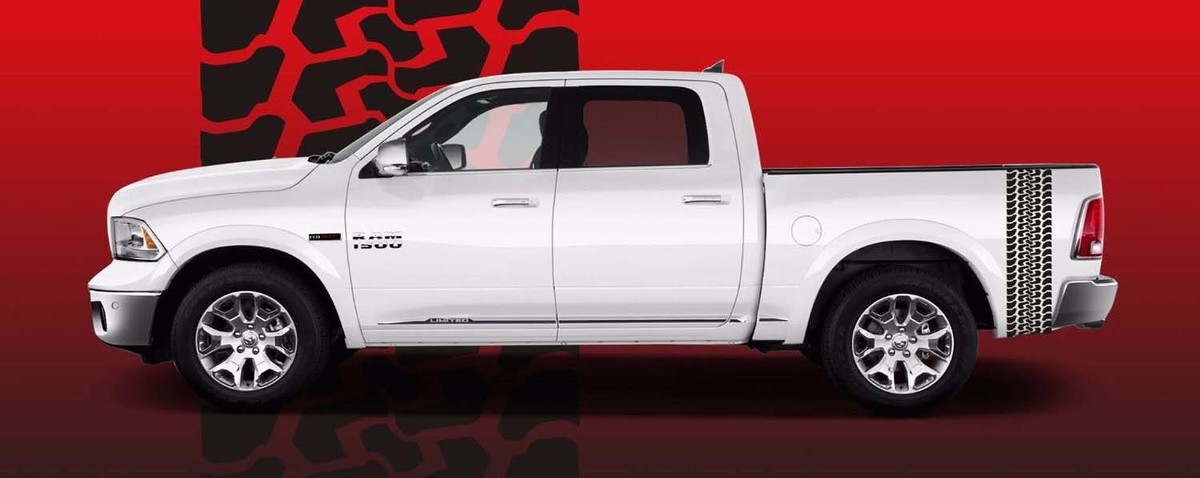 Dodge Ram 2009-2018 HEMI MOPAR SPORT BIG HORN Tire Tread Truck Bed Sticker Decal Set