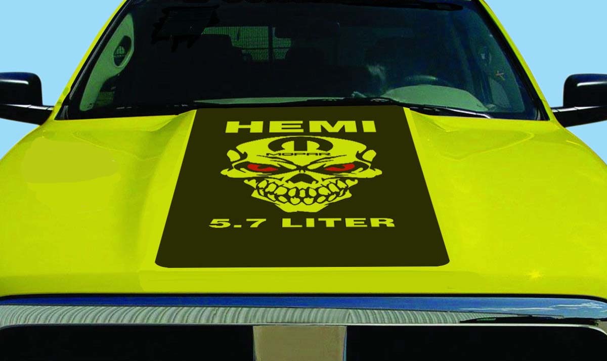 Dodge Ram HEMI Two Color Hood Rally Vinyl Sticker Decal Stripe Truck Graphics T-255
