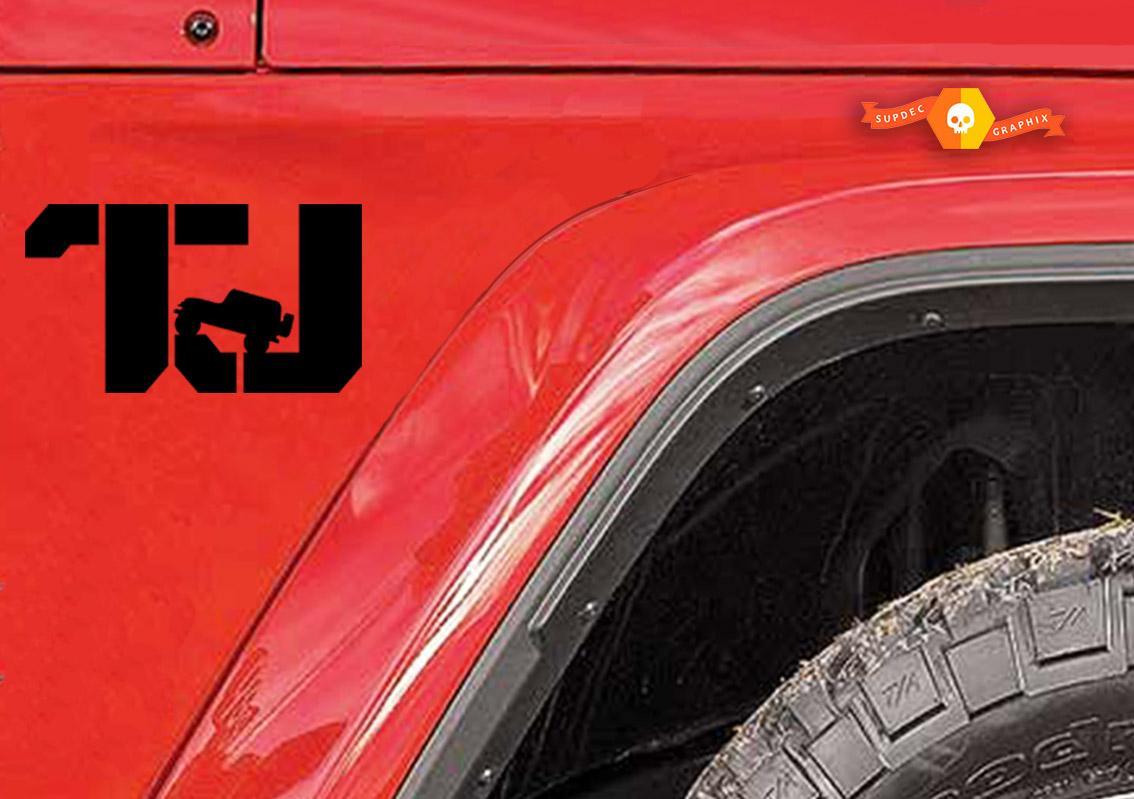 TJ Jeep Wrangler CUSTOM Stickers Decals premium quality automotive grade 2 Stickers Decals set.