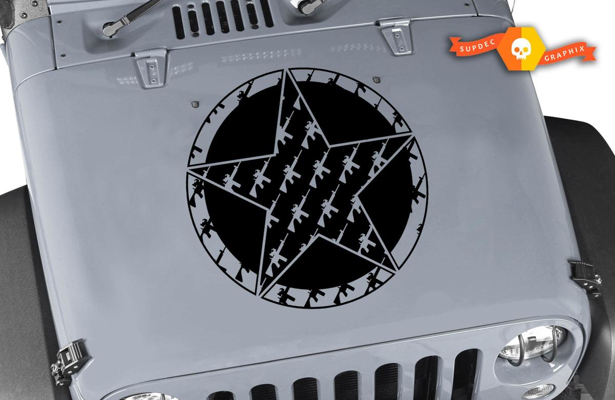 Oscar Mike M4 M16A2 5.56 Rifle Star Hood Vinyl Sticker Decal 23