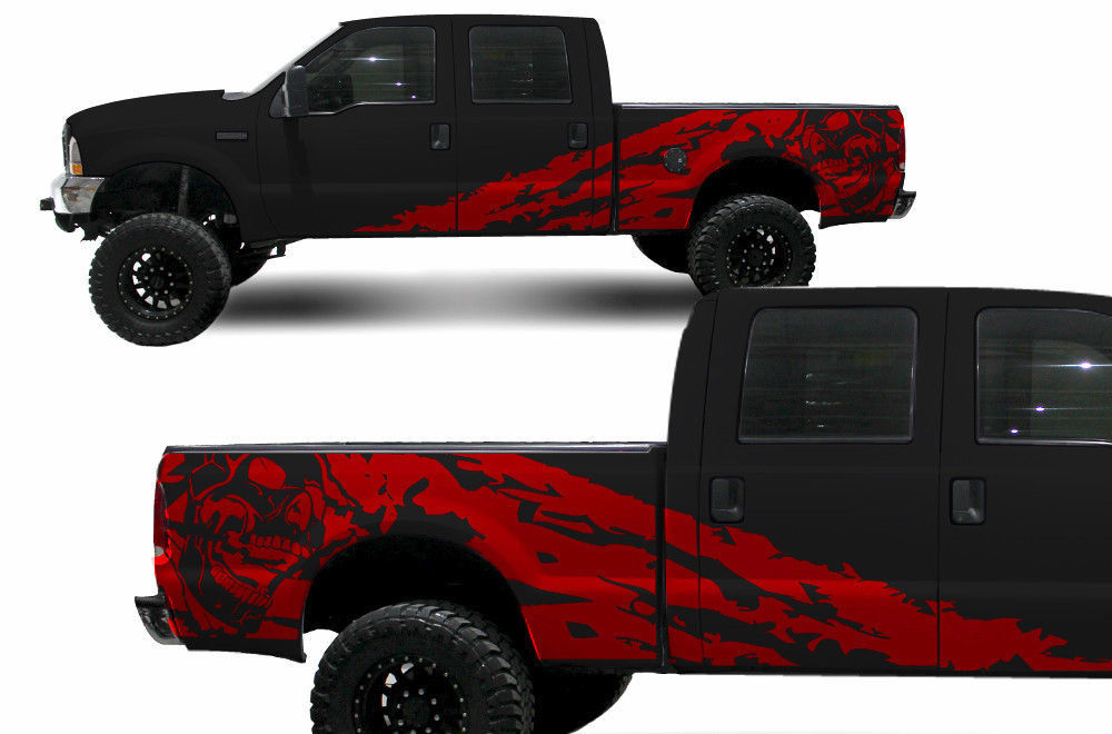 Custom Vinyl Sticker Decal Nightmare Wrap Kit for Ford F-250/F-350 Truck 1999-2006 RED
