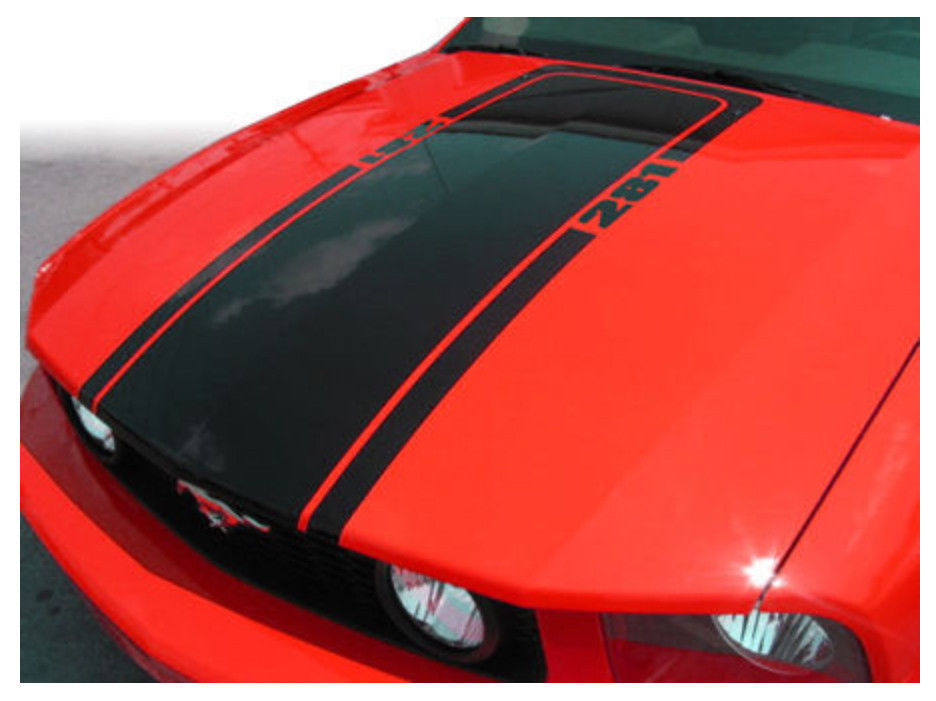 2005-2020 Ford Mustang Mach1 Hood Stripe Blackout Sticker Decal Retro 2006 2007 2008
