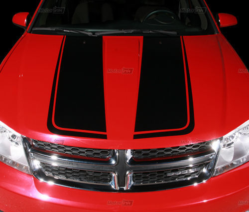 2008-2014 Dodge AVENGER Hood Blackout Accent Rally Racing Stripes Stickers Decals 09 10