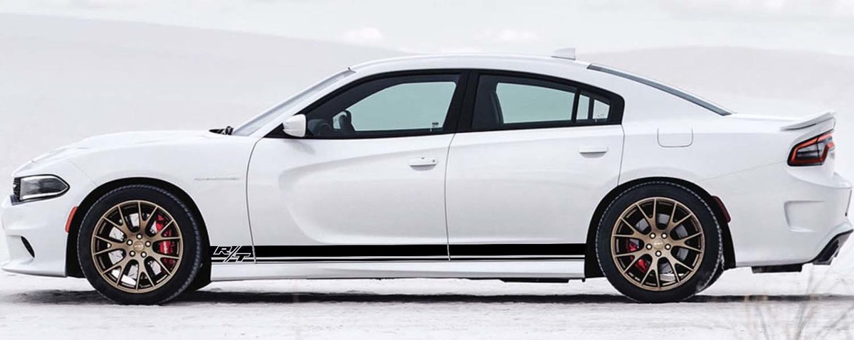 2X Dodge Charger R/T Rocker Panel Stickers Decals Stripe Vinyl Graphics Kit 2011-2017