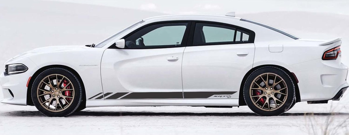 2X Dodge Charger SRT Rocker Panel Stickers Decals Stripe Vinyl Graphics Kit 2011-2017