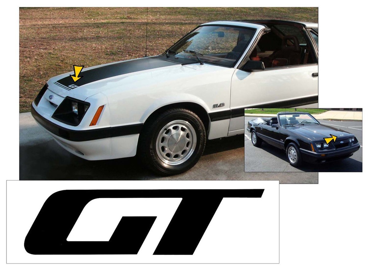 1985-86 MUSTANG - GT HOOD Sticker Decal - ONE Sticker Decal - FACTORY SIZE