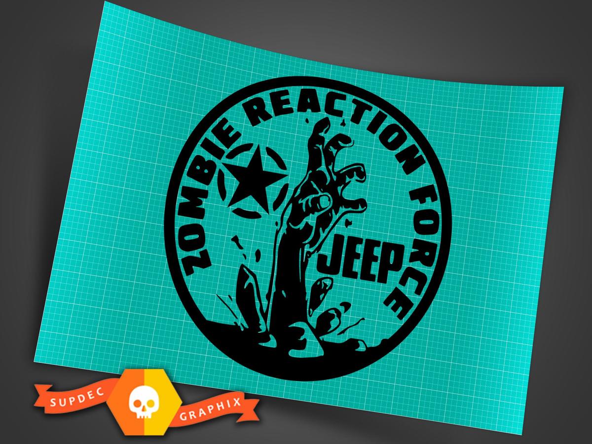 Pair of Jeep Decal Zombie Reaction Force Military Star JK JL Hood Side Stickers