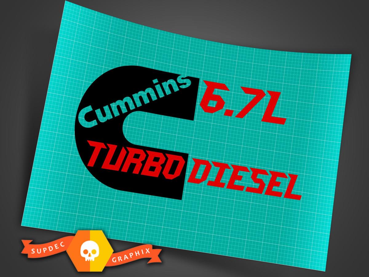 6.7 L Cummins Turbo Diesel Rear Box Decal Kit 2 Stickers Decals For Left / Right