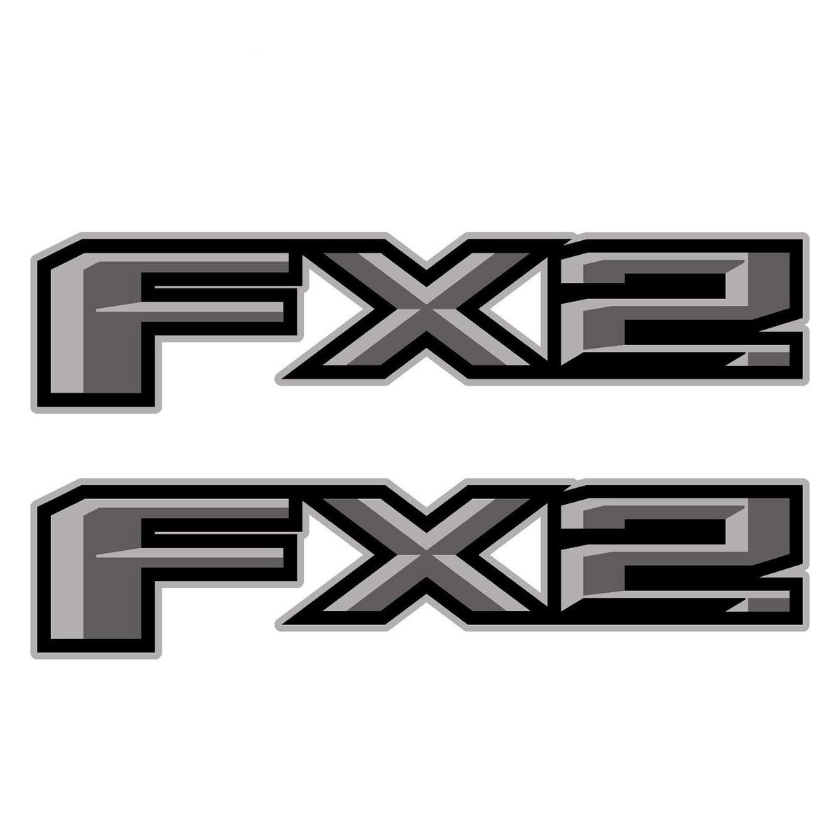 Set of 2: 2018 Ford F-150 FX2 off-road vinyl Sticker Decal pickup truck side bed -silver