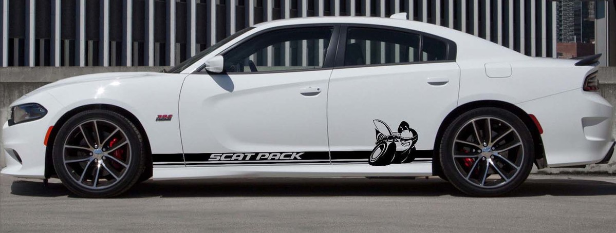 Dodge Charger Scat Pack Rocker Panel Stickers Decals Stripe Vinyl Graphics Kit 2011-2018 Scatpack