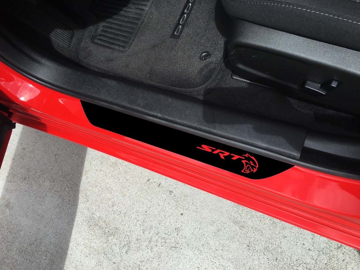 2X HELLCAT SRT Dodge Challenger Vinyl Door Sill Stickers Decals 2015 - 2018