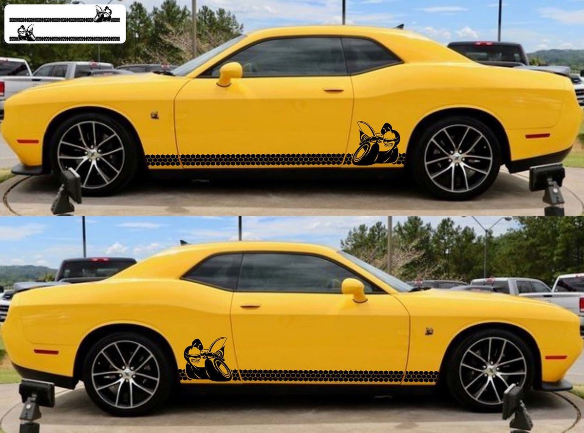 2X Dodge Challenger Scat Pack  Rocker Panel Stickers Decals Stripe Vinyl Graphics Scatpack