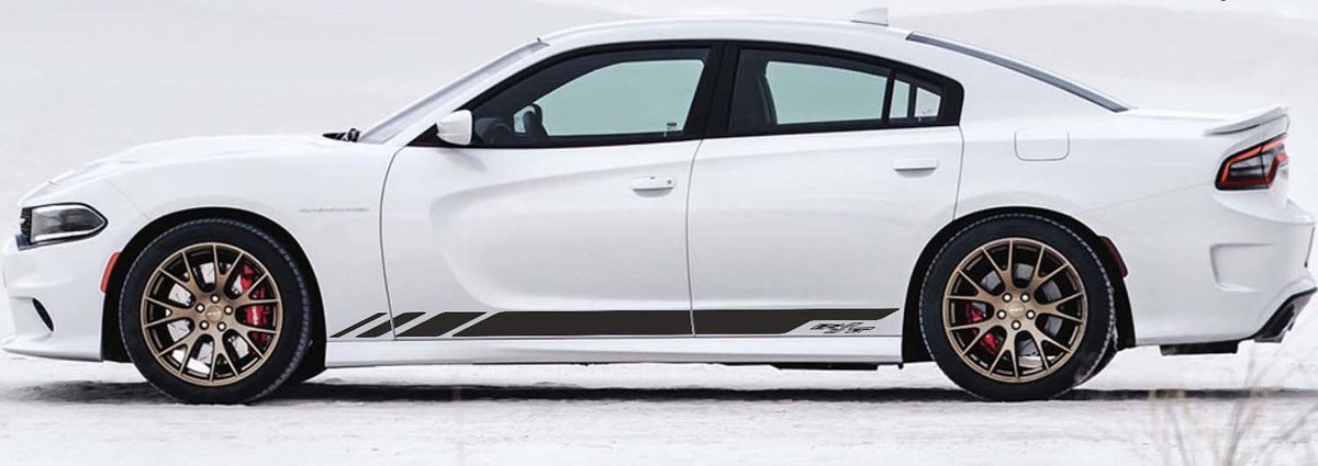 2X Dodge Charger R/T  Rocker Panel Stickers Decals Stripe Vinyl Graphics Kit 2011-2017