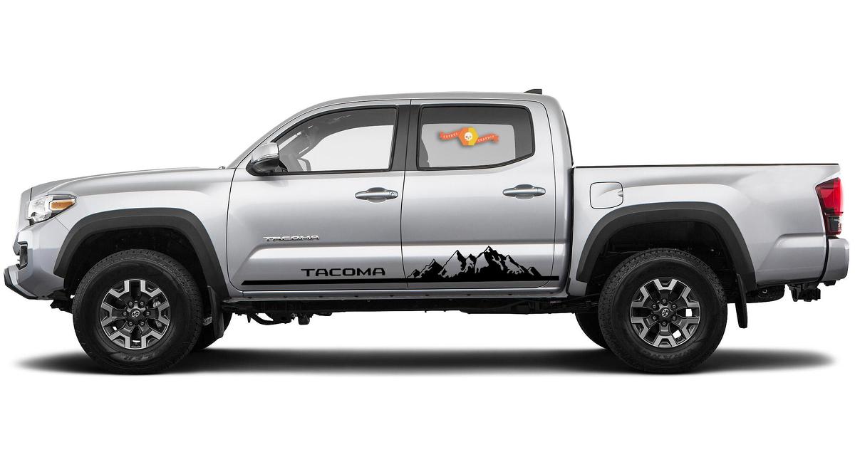 2X Toyota Tacoma 2016 Side Rocker Panel Vinyl Graphic Rally Sticker Kit
