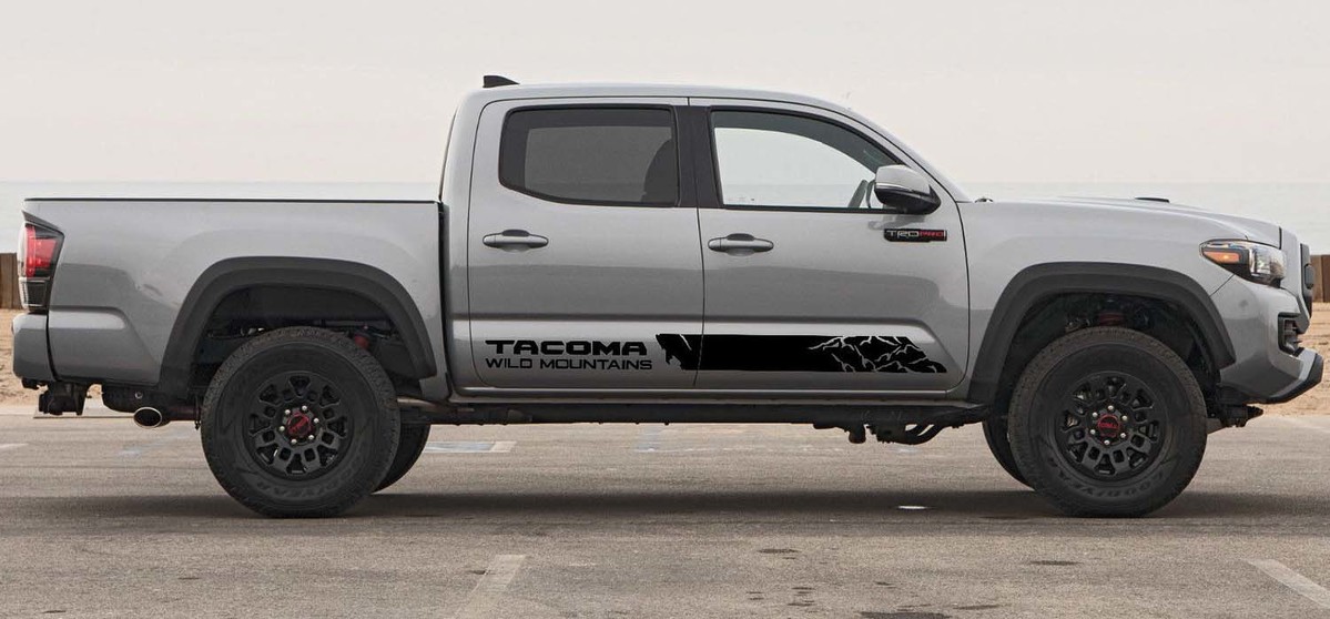 2x Toyota Tacoma 2016-2018 side Skirt Vinyl Stickers Decals graphics rally stripe kit