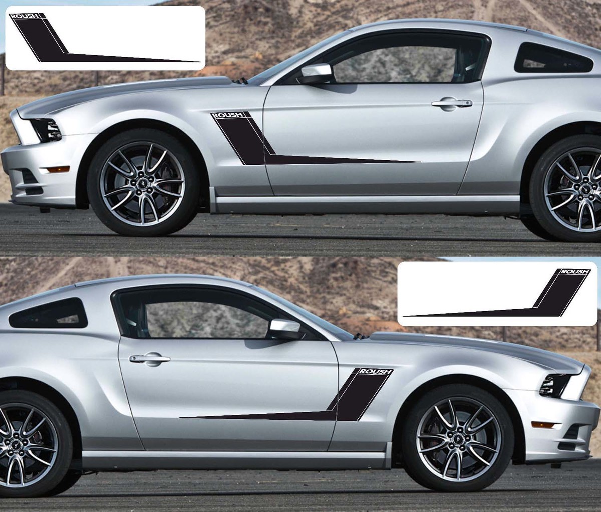 2x Ford Mustang side roush ວິນິລ໌ Stickers Decals graphics rally stripe kit
