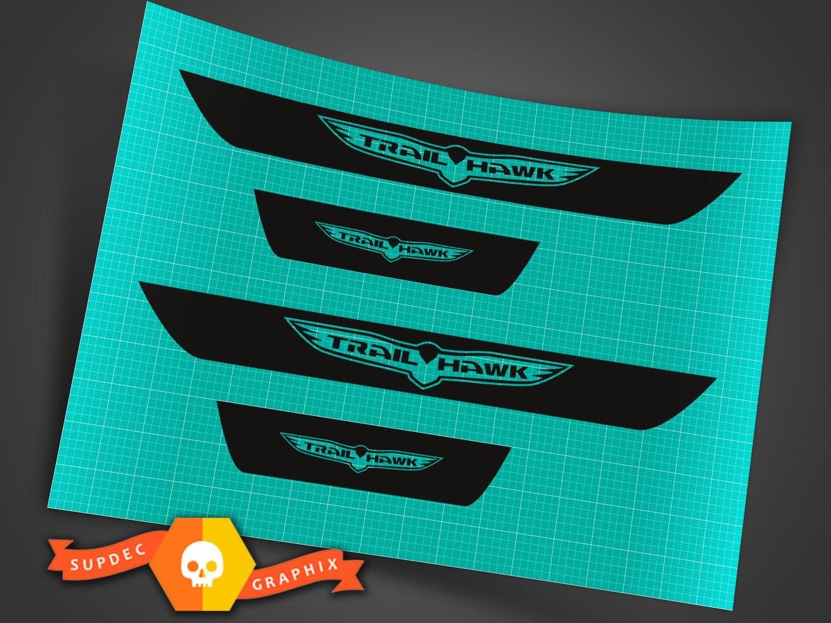 JEEP Trail Hawk Logo Style Vinyl Door Sill Stickers Decals 2014 2015 2016  2017 Trailhawk
