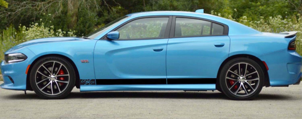 2X Dodge Charger R/T Rocker Panel Stickers Decals Stripe Vinyl Graphics Kit 2011- 2017