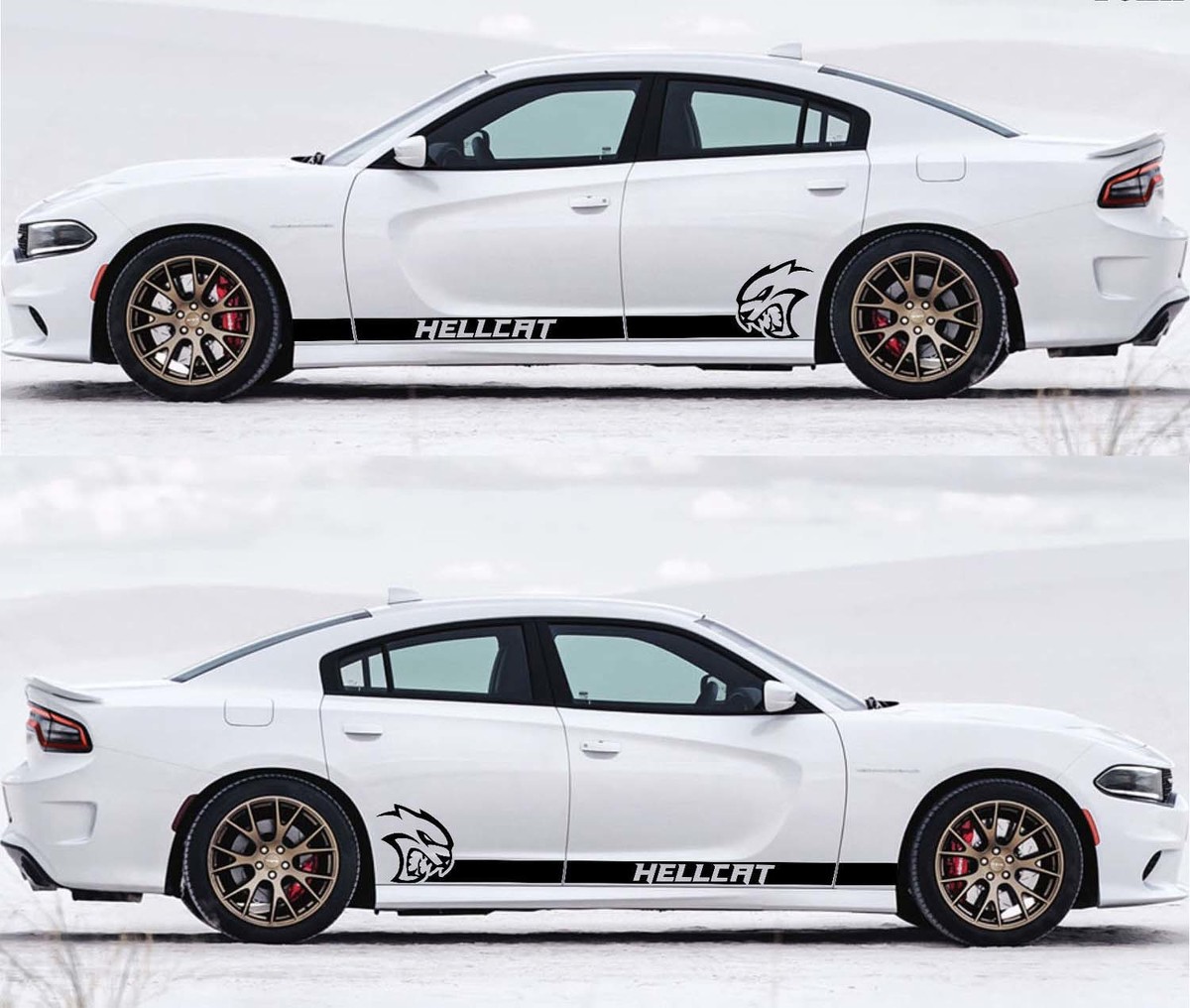 2X Dodge Charger Hellcat Rocker Panel Stickers Decals Stripe Vinyl Graphics 2011 -2018