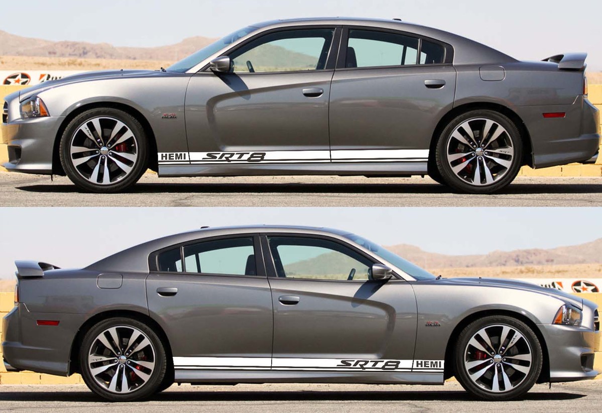 Dodge Charger SRT 8 / HEMI Rocker Panel Stickers Decals Stripe Vinyl Graphics 2011-2018