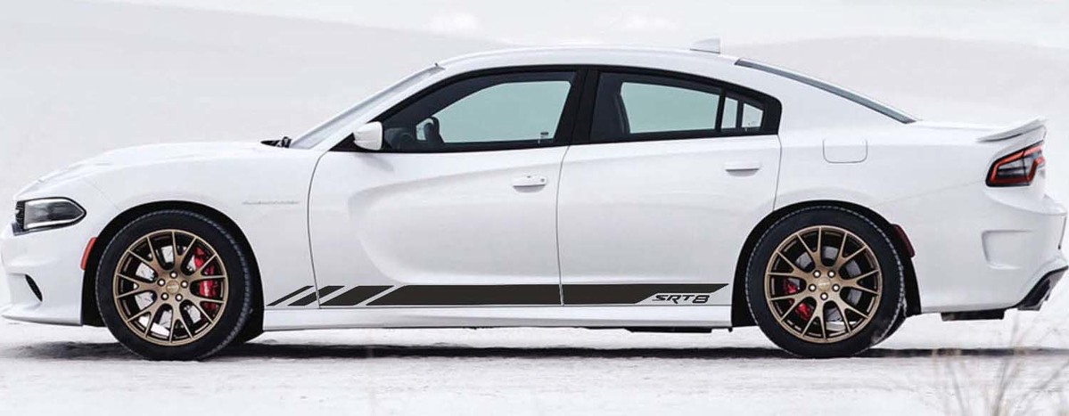 2X Dodge Charger SRT 8 Rocker Panel Stickers Decals Stripe Vinyl Graphics Kit 2011-2018