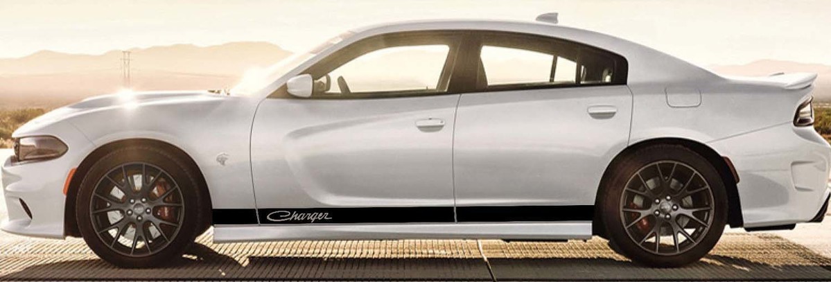 2X Dodge Charger Rocker Panel Stickers Decals Stripe Vinyl Graphics Kit 2011- 2017