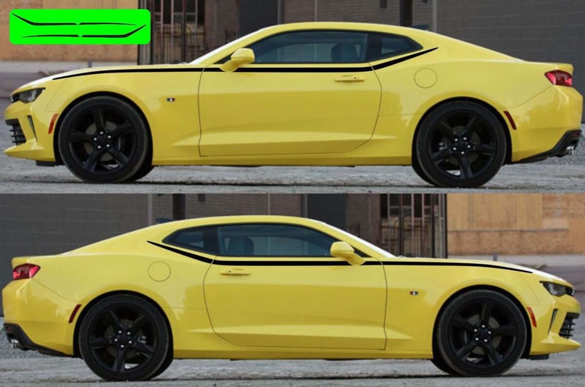 Side Upper Accent Spear Graphics Stickers Decals Stripes for Chevy Camaro 2016 - 2018